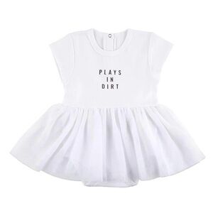 “Plays in Dirt” Children’s Boutique Baby Onesie